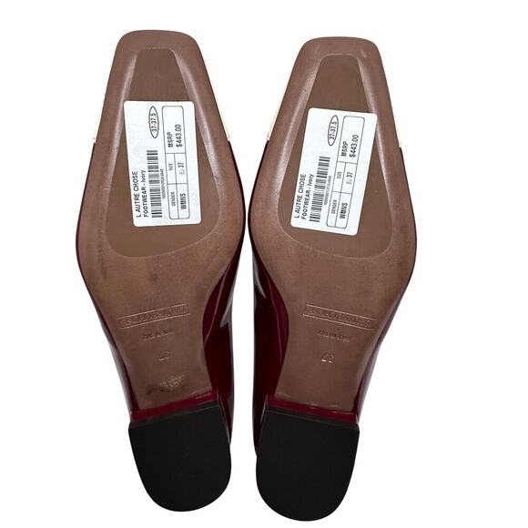 L'AUTRE CHOSE Red and Ivory Patent Leather Women's Loafers Size UE 37 Pleaded - Picture 9 of 13